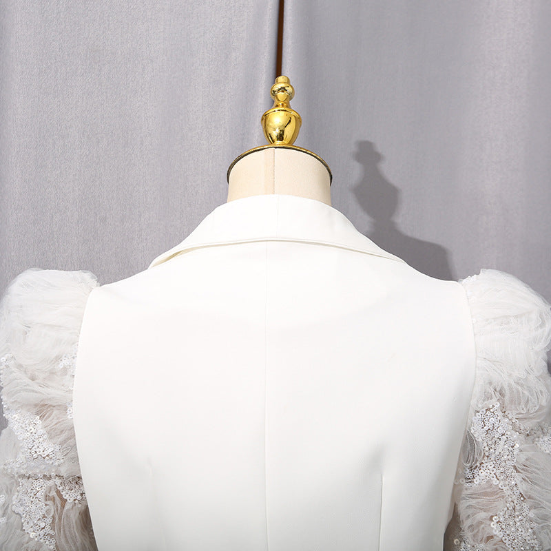 HAWISE GLAMOROUS SEQUIN & LACE PEPLUM TWO-PIECE SET