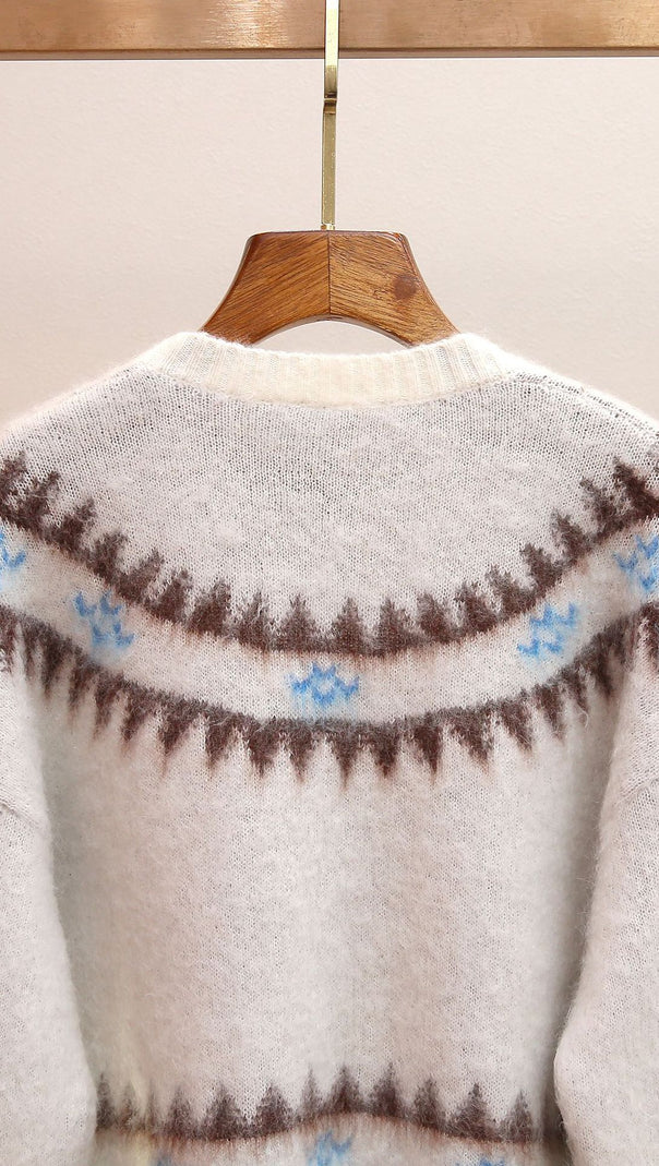 AIIZIE Janneke Plush Reindeer Fair Isle Cardigan - Cozy Winter Knit for Women - product image