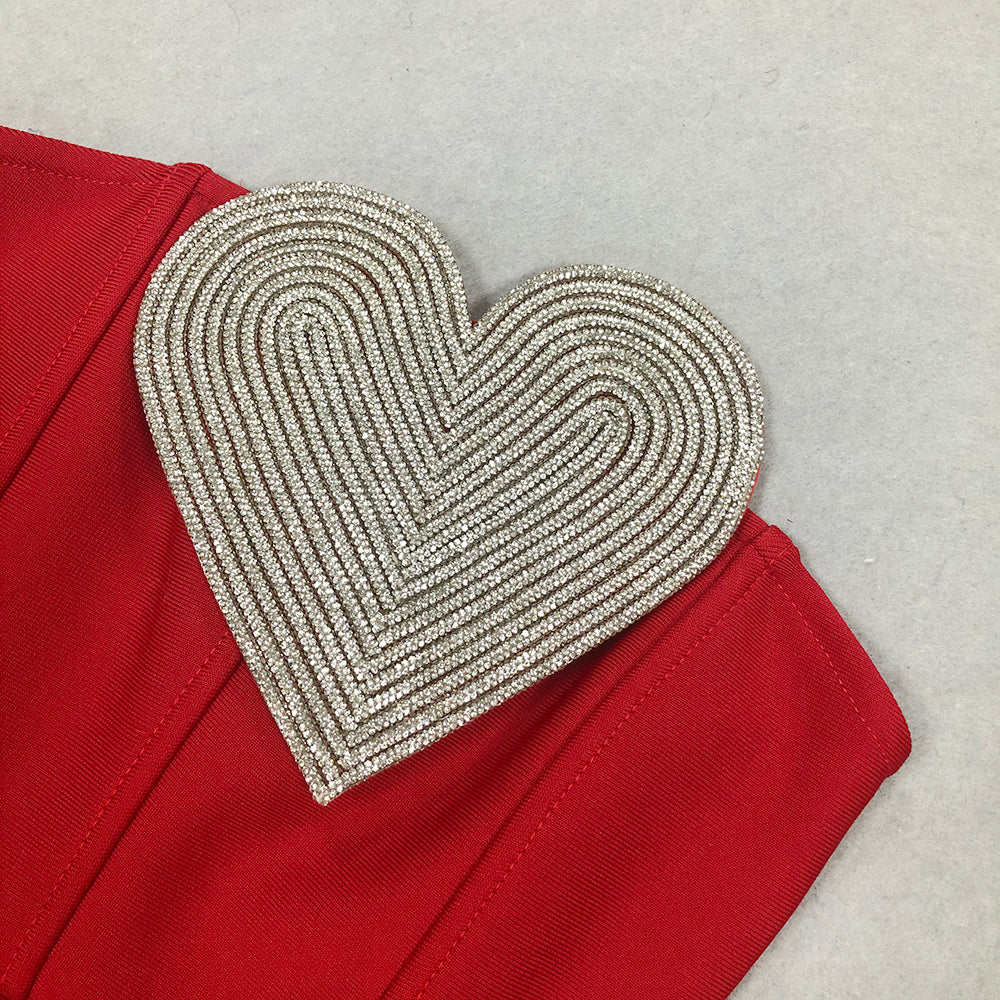 AIIZIE HEART-EMBELLISHED STRAPLESS MINI DRESS IN RED - product image