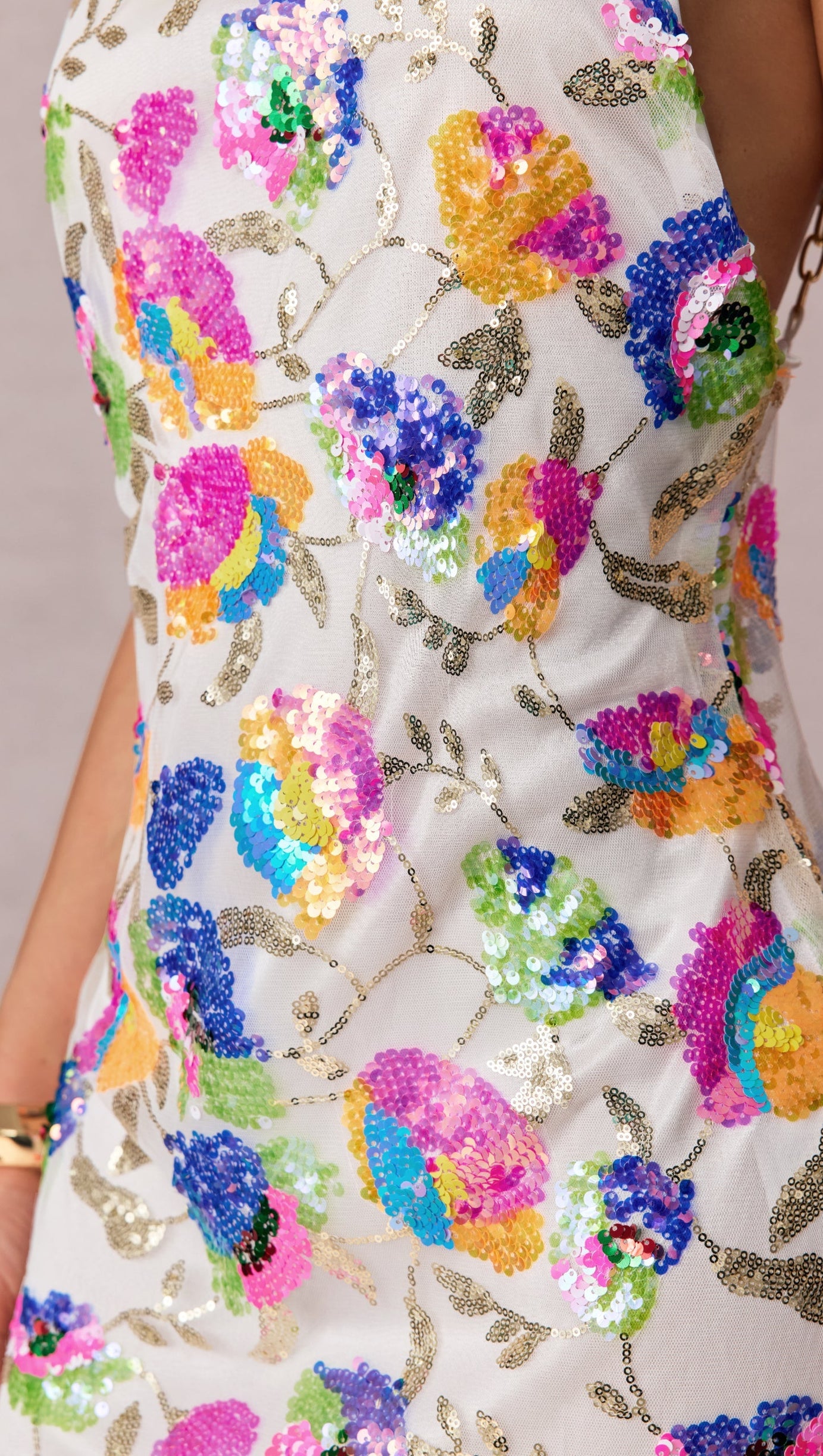 Fanny Embroidered Sequins Backless Mini Dress