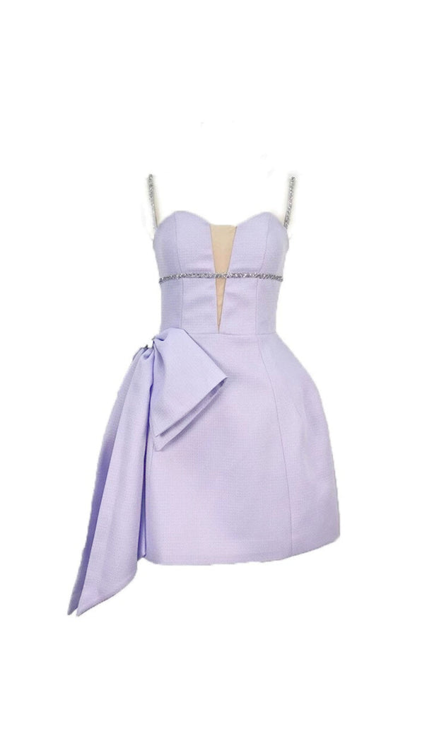 AIIZIE CANDANCE LILAC RHINESTONES SPAGHETTI STRAP MINI DRESS - product image