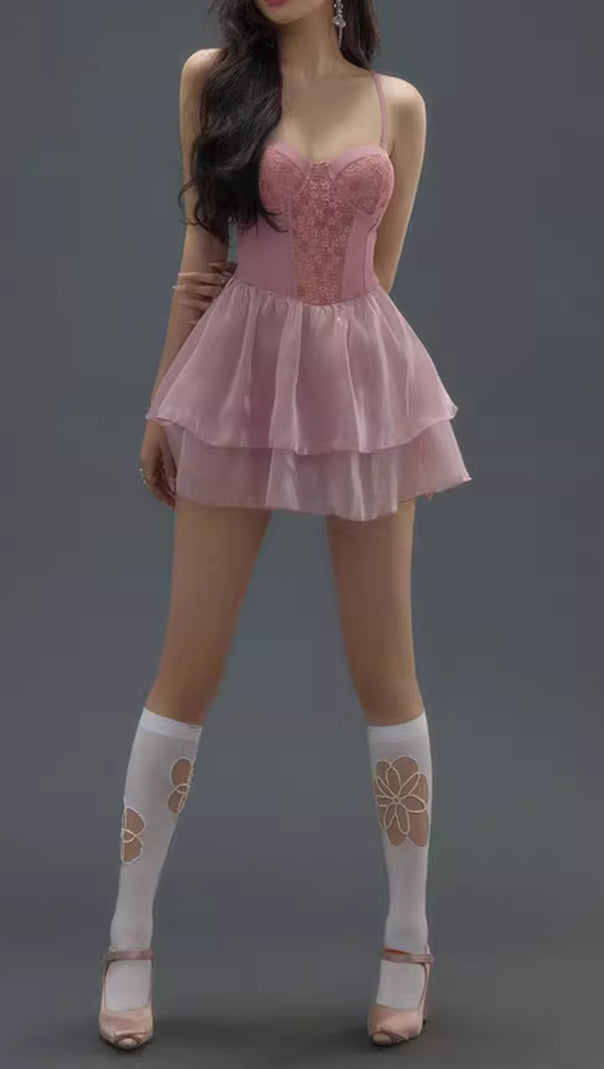 AIIZIE DANIKA PINK FLORAL DRESS SWIMSUIT - product image