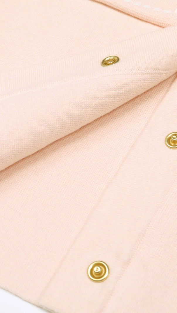 AIIZIE Chic Jumoke Knit Cardigan: Contrast Stitching & Gold Buttons - product image