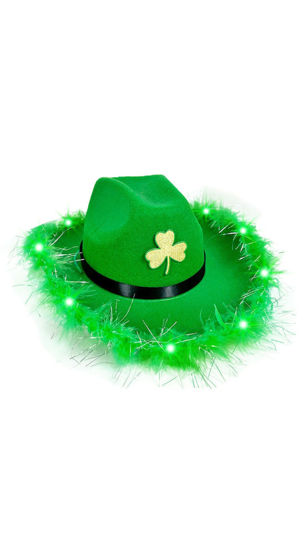 AIIZIE GREEN FUR-TRIMMED RIBBON CLOVER WITH LAMP COWBOY HAT - product image