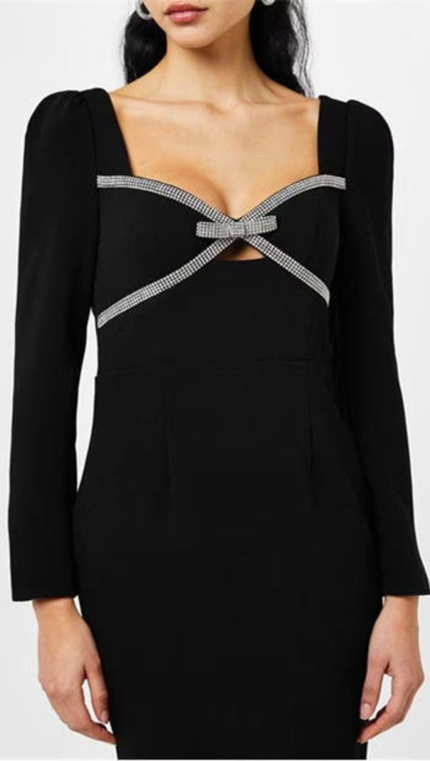 AIIZIE DIAMANTE BOW MIDI DRESS - product image