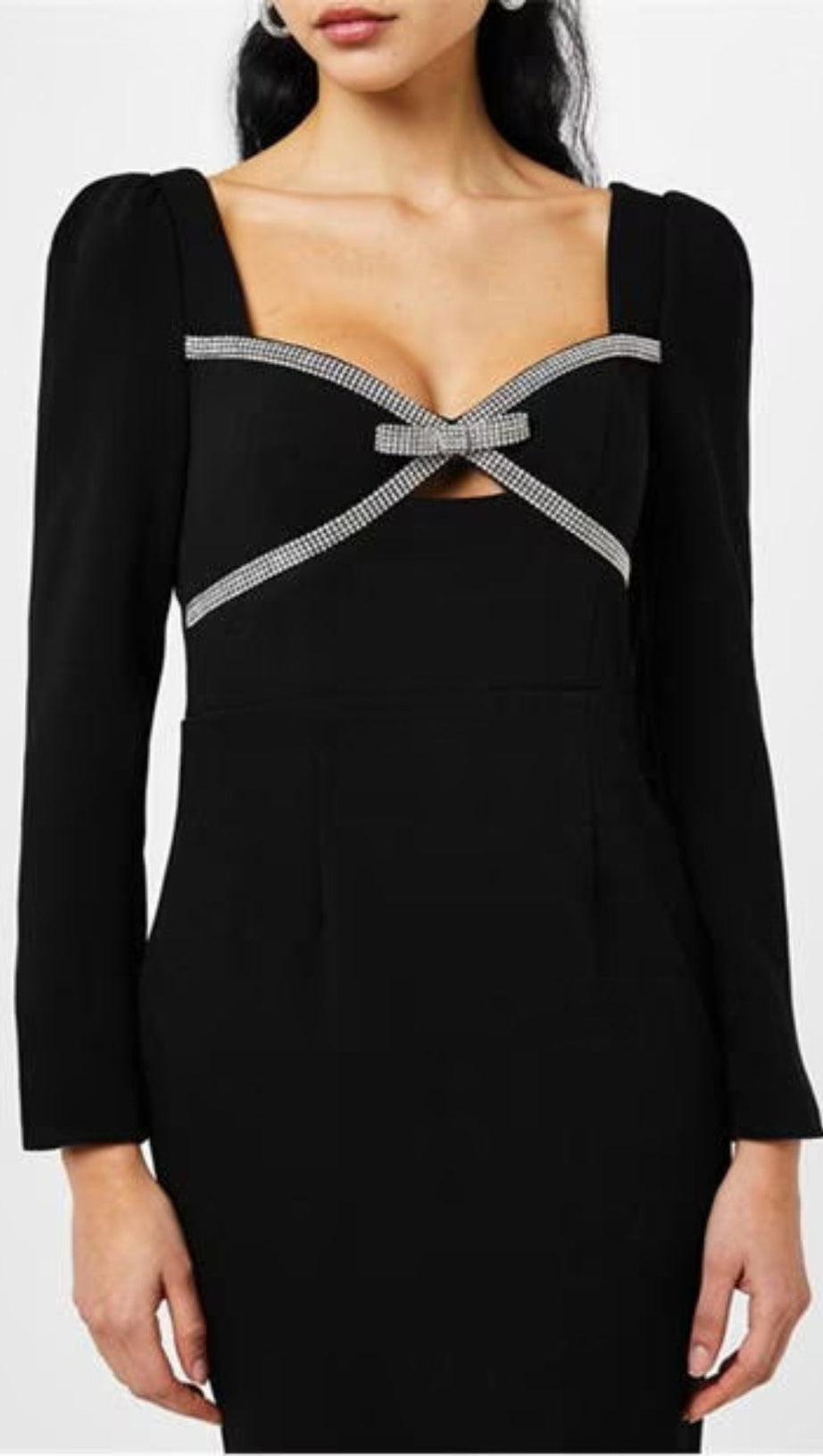 DIAMANTE BOW MIDI DRESS