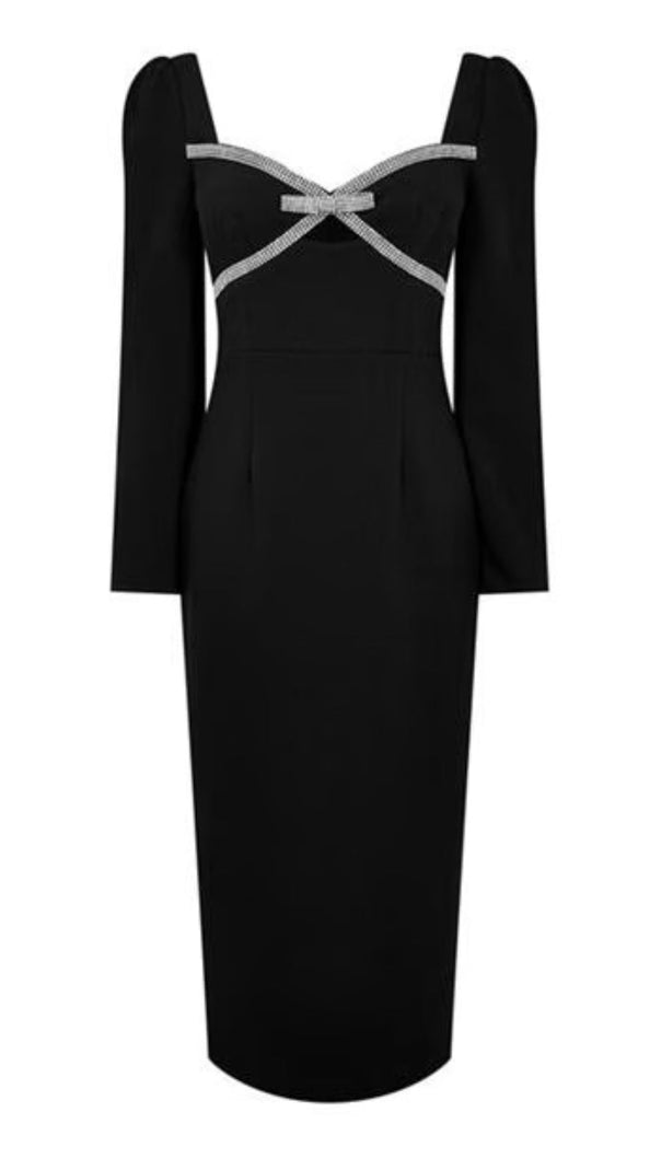 AIIZIE DIAMANTE BOW MIDI DRESS - product image