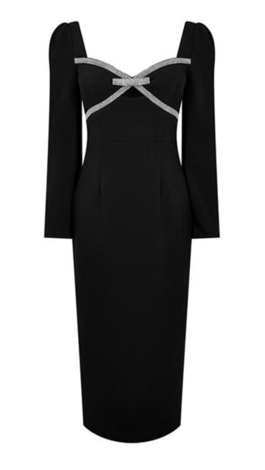 DIAMANTE BOW MIDI DRESS