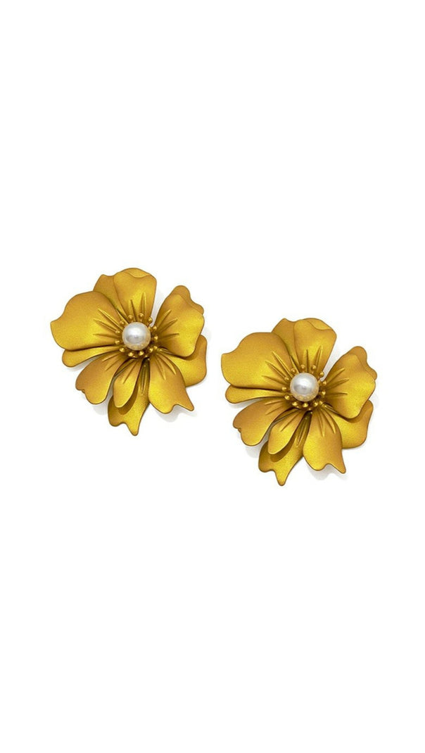 AIIZIE BROWN PETAL ALLOY EARRINGS - product image