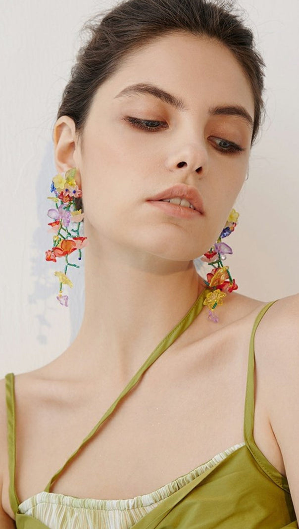 AIIZIE COLORFUL FLOWER ACRYLIC EARRINGS - product image