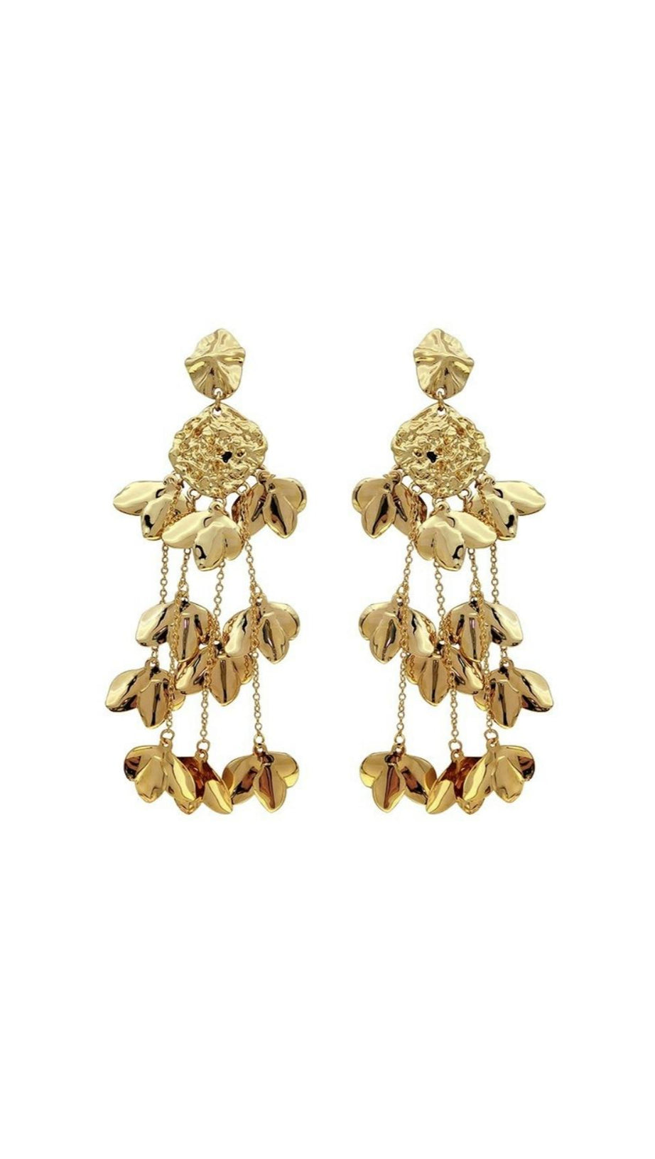 GOLD  TASSEL LEAF EARRINGS