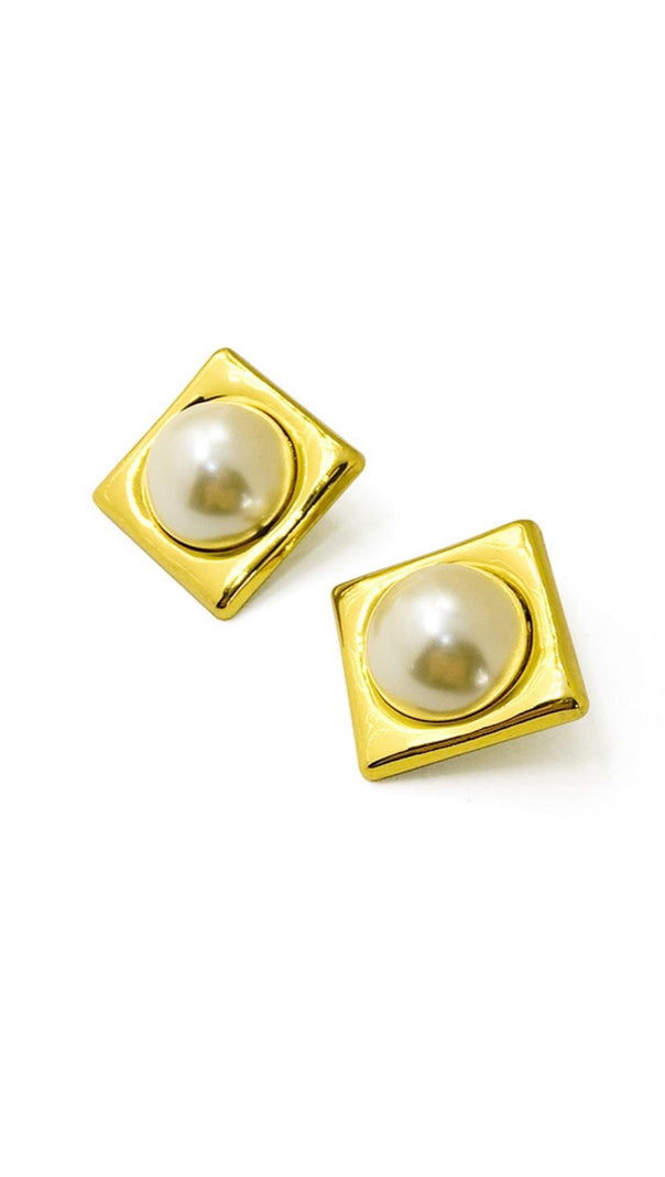 AIIZIE GOLD GEOMETRIC SQUARE EARRINGS - product image