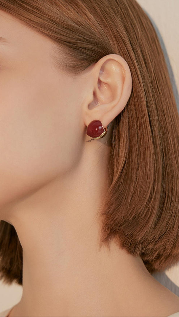 AIIZIE BROWN HOLLOW BALL STUD EARRINGS - product image