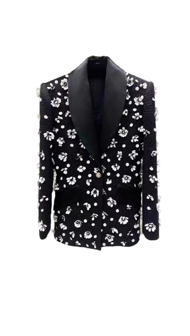 AIIZIE BLACK 3D BEAD FLORAL JACKET - product image