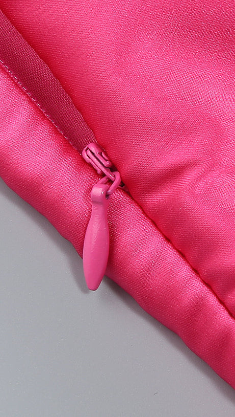 GISELLE RUCHED DRAPED BODYCON MAXI DRESS IN HOT PINK