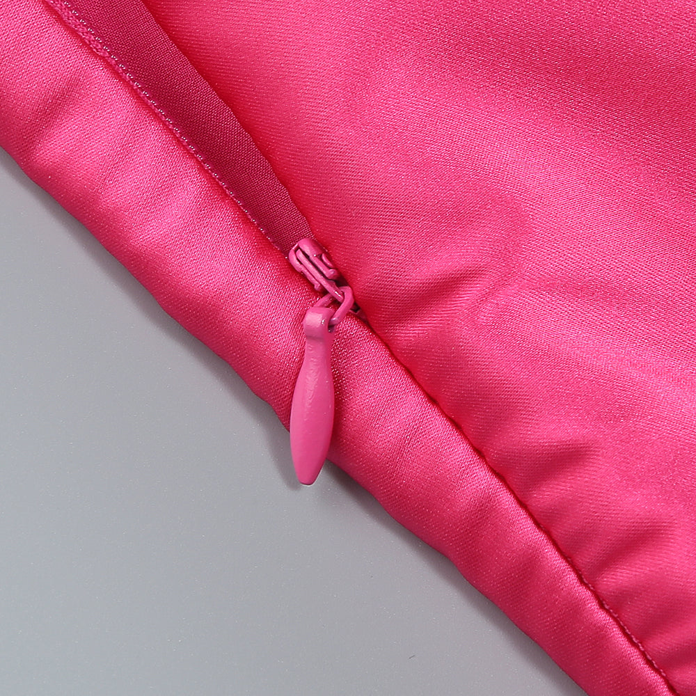 AIIZIE GISELLE RUCHED DRAPED BODYCON MAXI DRESS IN HOT PINK - product image