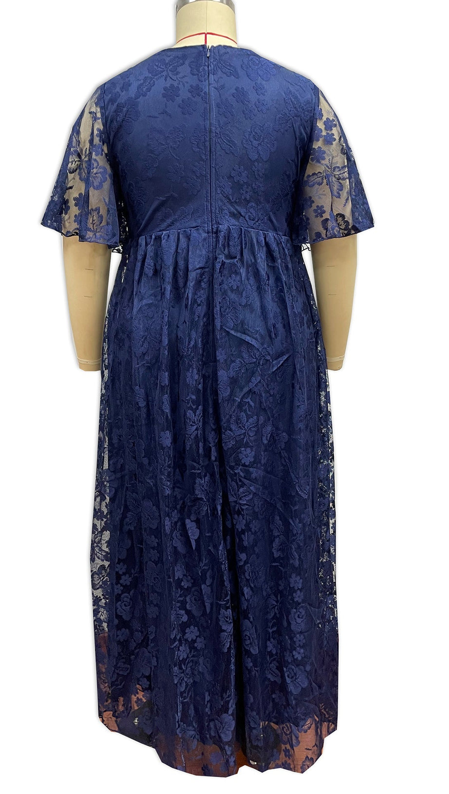 Priscilla Maxikleid mit V-Ausschnitt und Spitze 