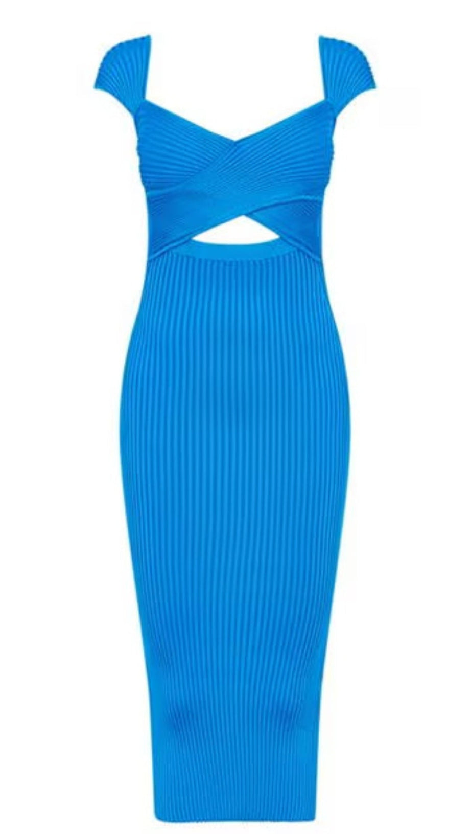 CROSS-OVER STRETCH-WOVEN MIDI DRESS