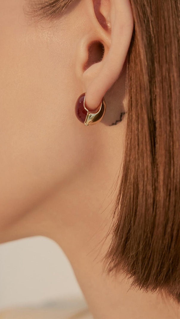 AIIZIE BROWN HOLLOW BALL STUD EARRINGS - product image