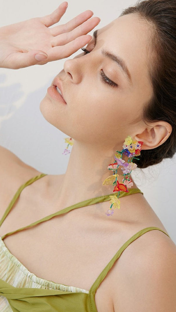 AIIZIE COLORFUL FLOWER ACRYLIC EARRINGS - product image