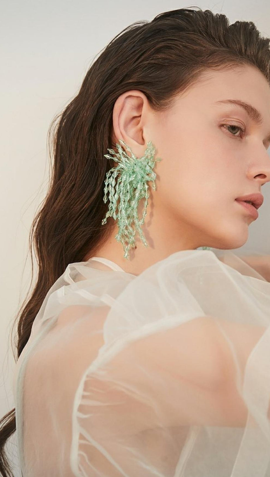 GREEN ACRYL TASSEL EARRINGS