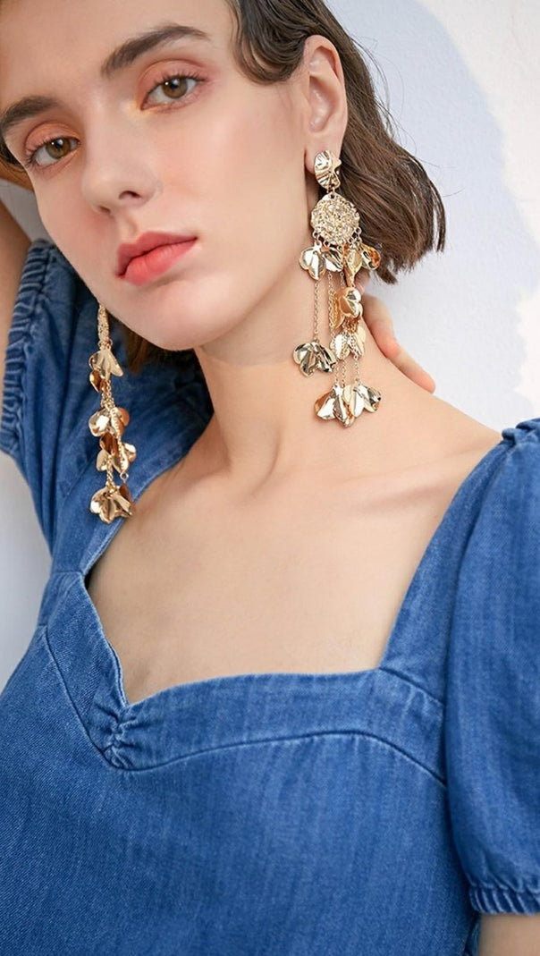 AIIZIE GOLD TASSEL LEAF EARRINGS - product image