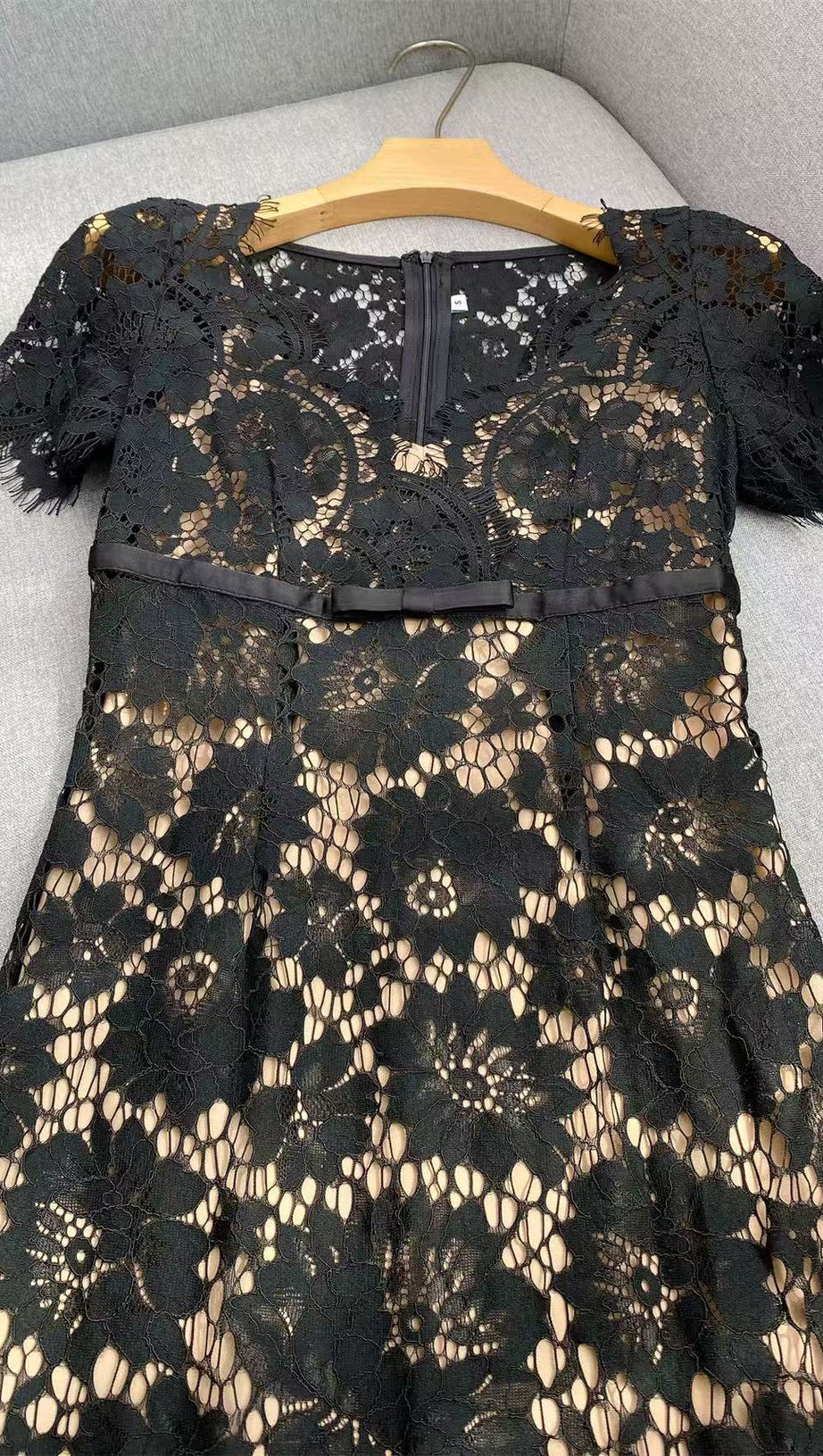 Imelda Black Lace Midi Dress | Elegant V-Neck Cocktail & Party Dress for Women