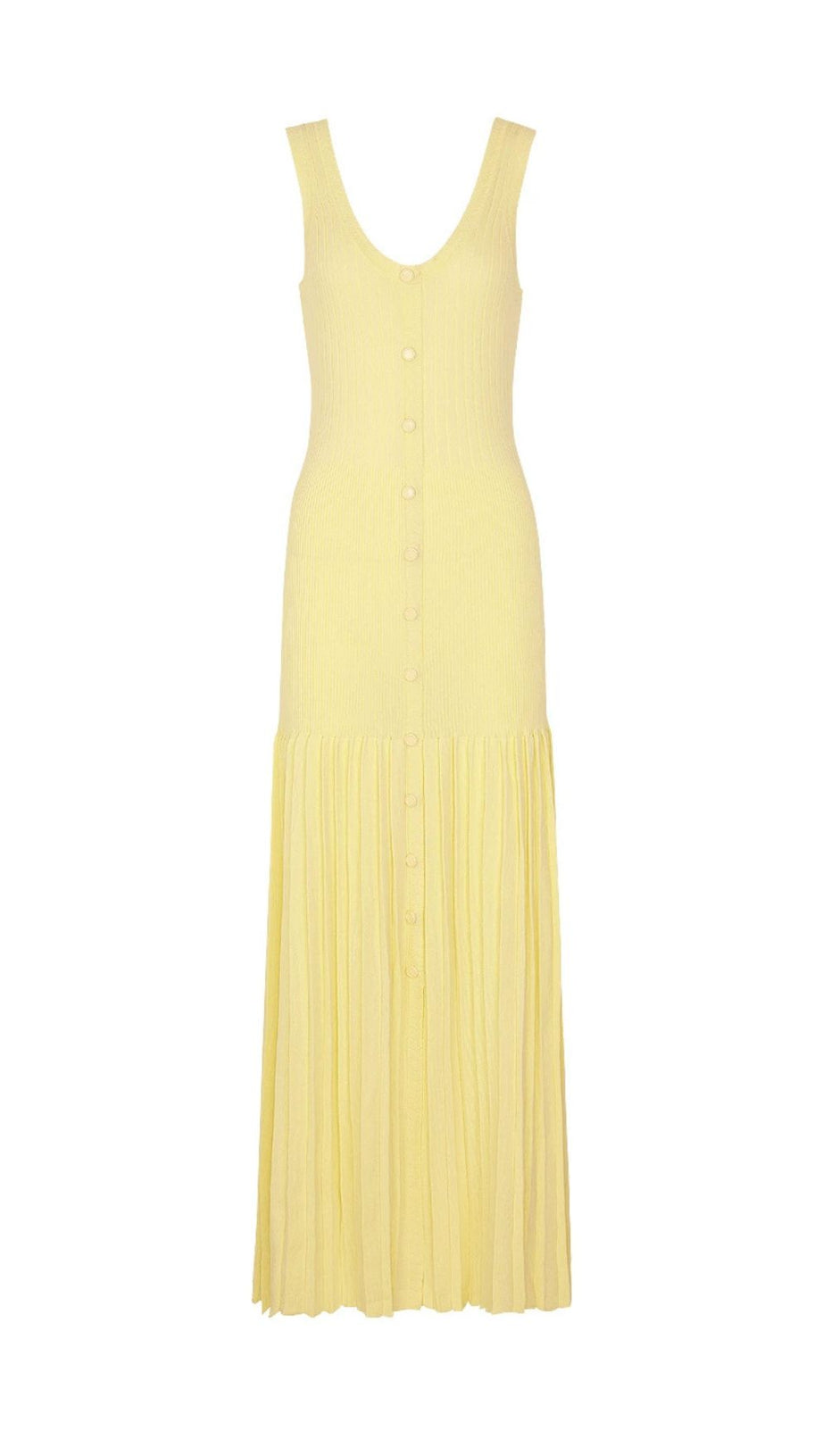 Jackie Yellow Ribbed Knit Maxi Dress & Cardigan Set