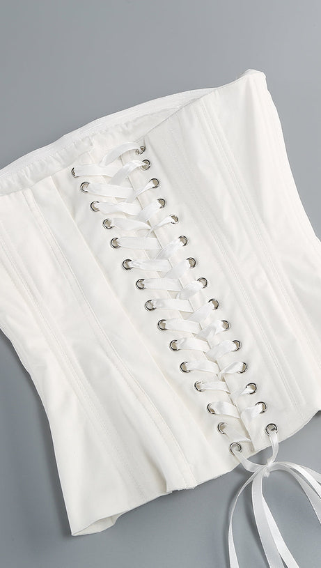 CLEGG WHITE CORSET FLOWER TWO-PIECE SET