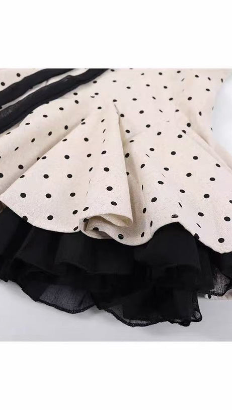 Wania White Polka Dot Mini Dress with Tie-Front