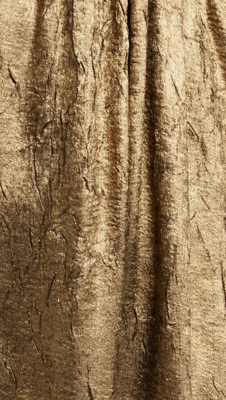 Trista – Midikleid mit eckigem Ausschnitt und Puffärmeln in Gold