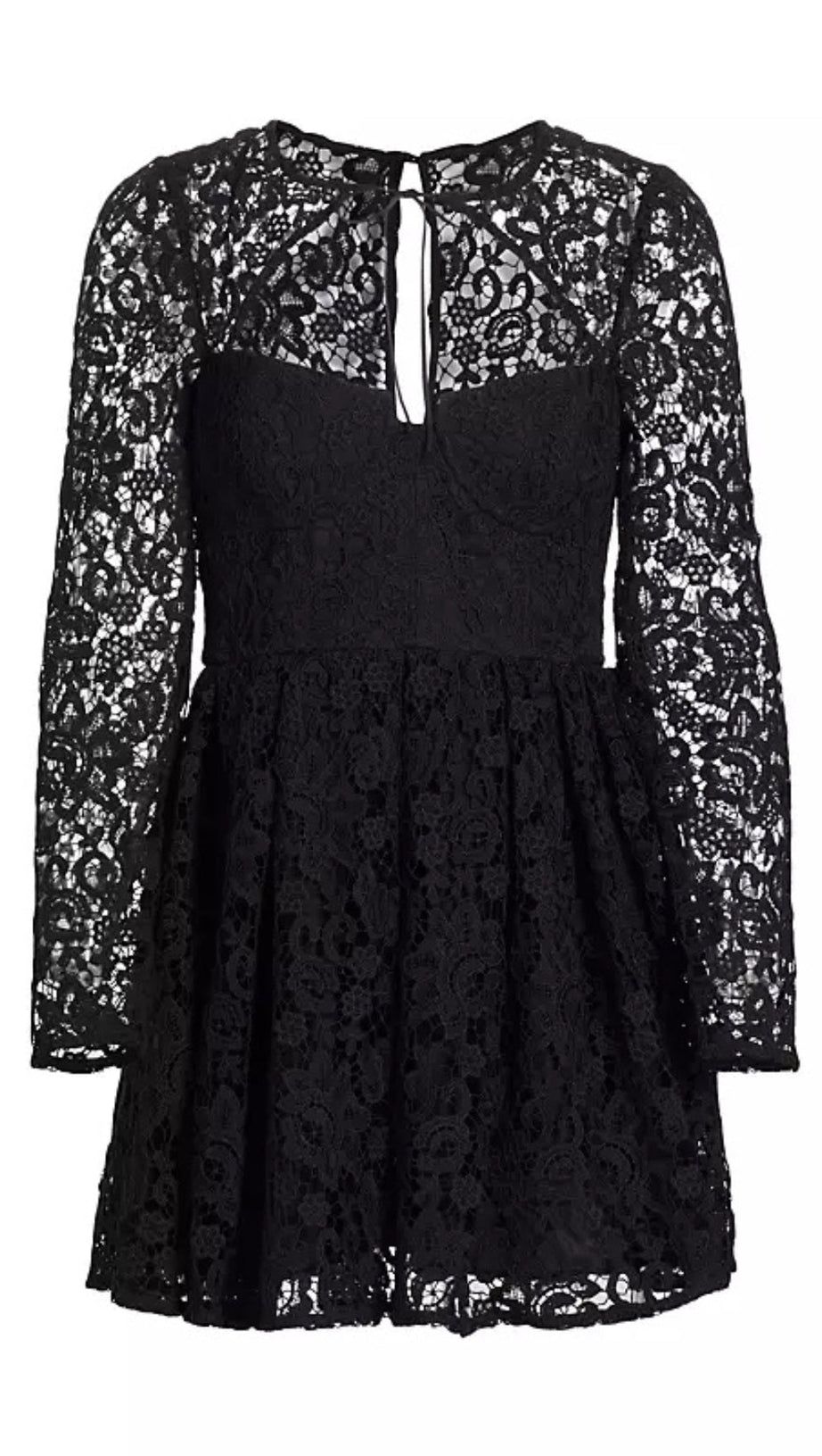 LACE TIE-NECK MINIDRESS
