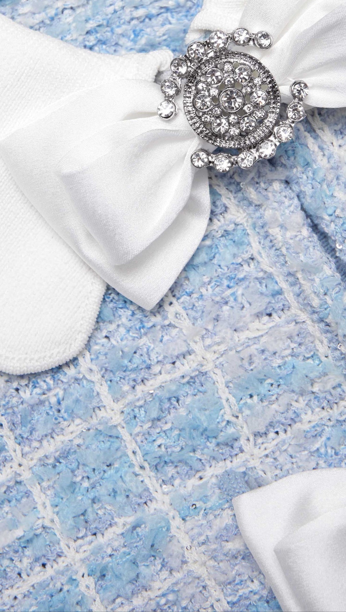 AIIZIE CHECK COLLARED KNIT MINI DRESS IN BLUE - product image