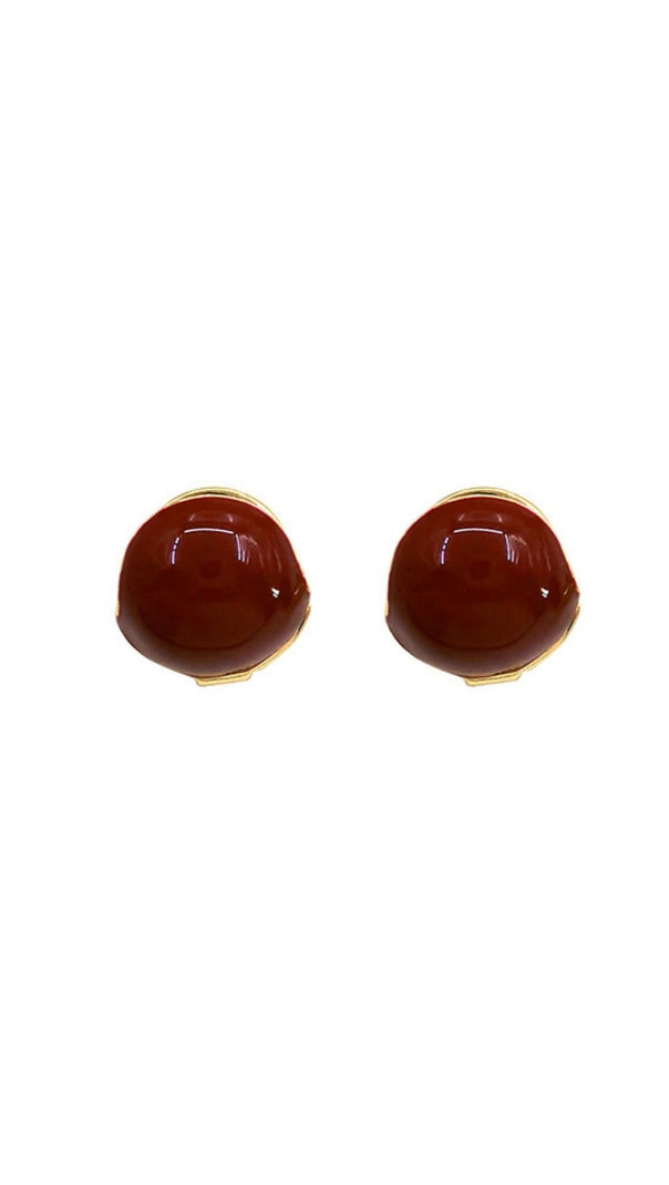 AIIZIE BROWN HOLLOW BALL STUD EARRINGS - product image
