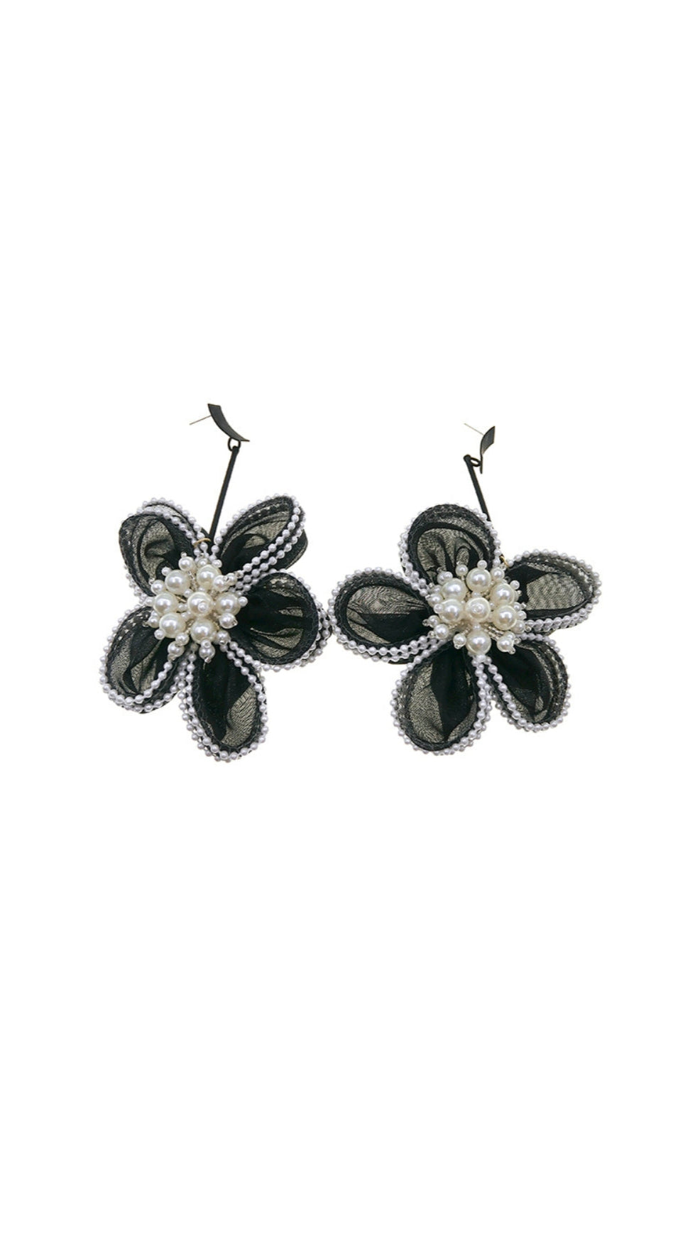 BLACK LACE FLOWER EARRINGS
