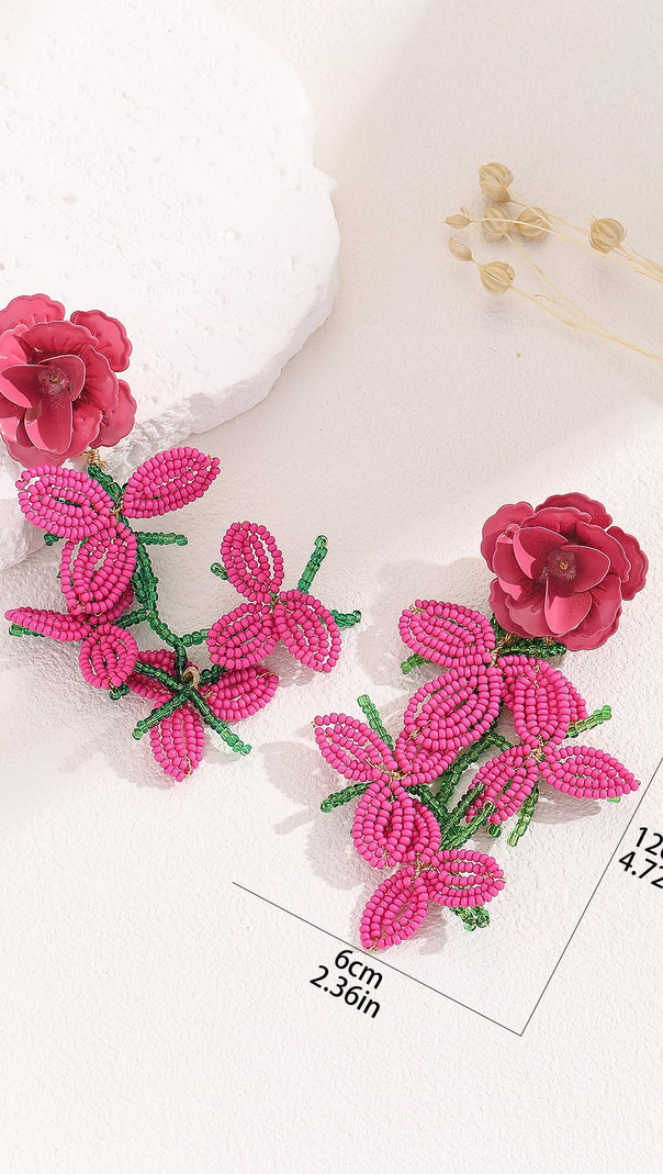 AIIZIE CYBELE ROSE RED FLOWER EARRINGS - product image