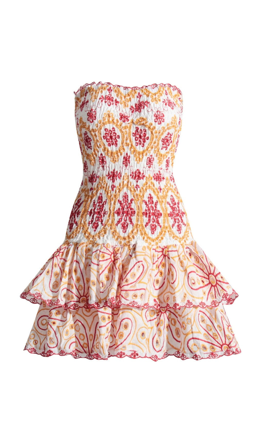 STRAPLESS RUFFLE MINI DRESS