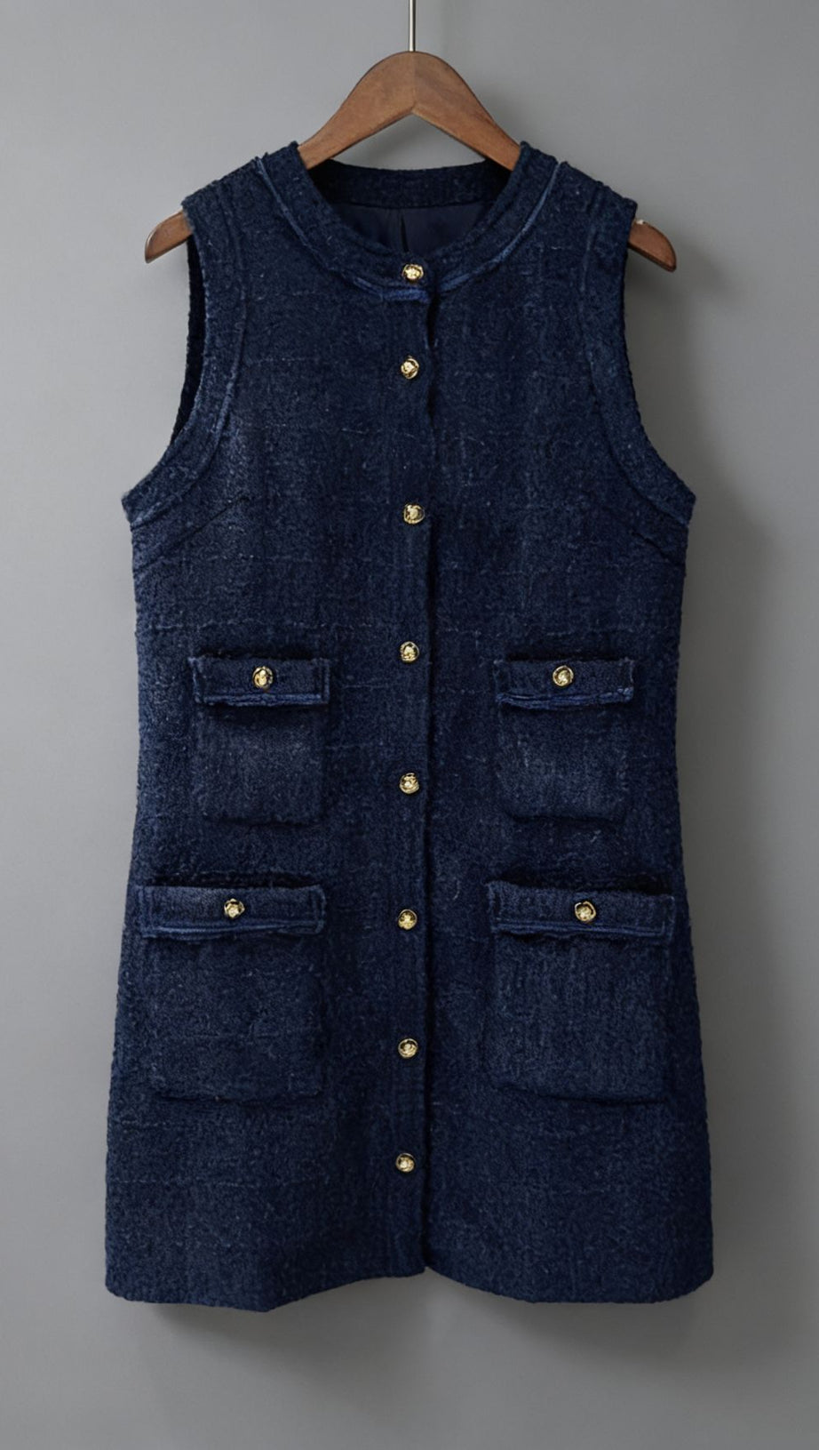 Jolanda Chic Sleeveless Tweed-Effect Mini Dress