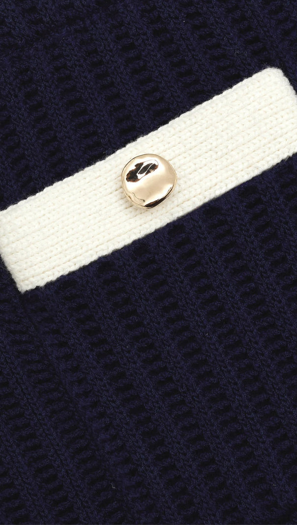 AIIZIE NAVY CROCHET CONTRAST TRIM MINI SKIRT - product image