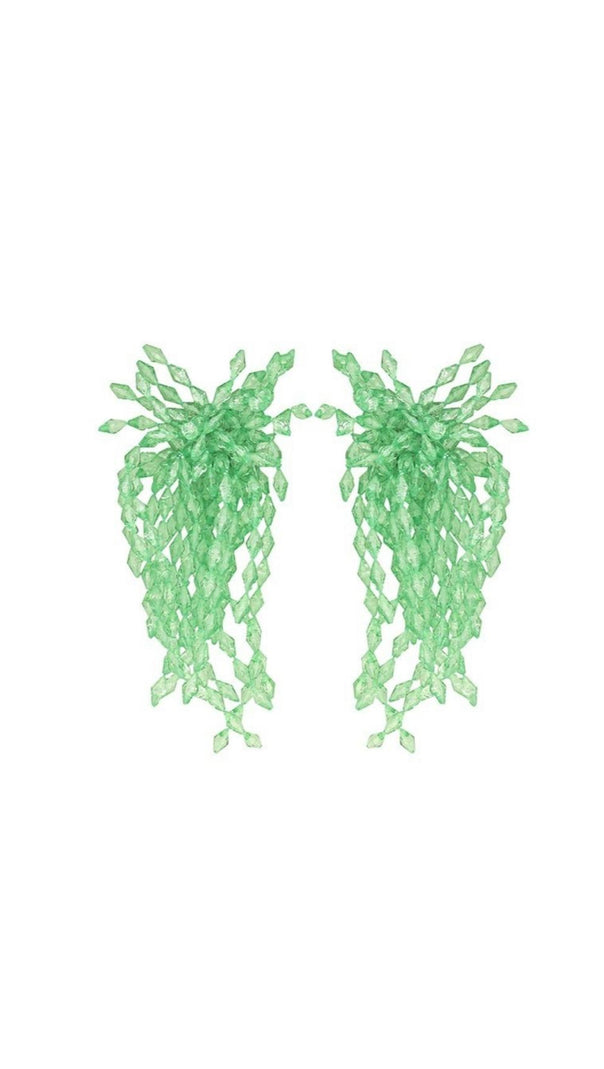 AIIZIE GREEN ACRYL TASSEL EARRINGS - product image