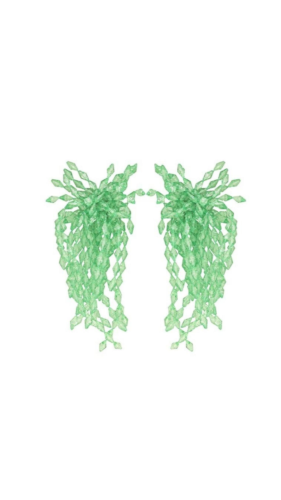 GREEN ACRYL TASSEL EARRINGS