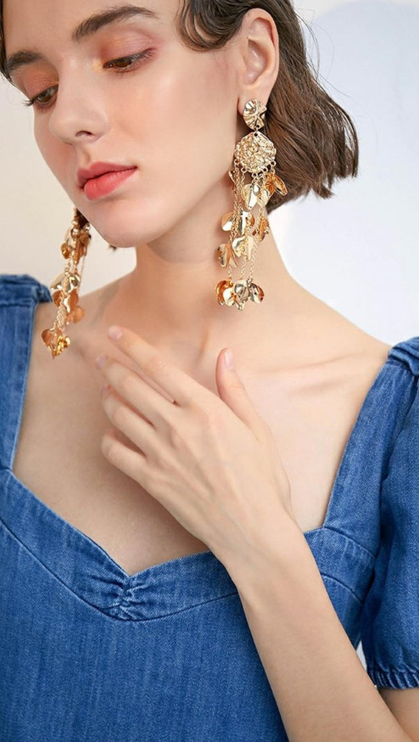 AIIZIE GOLD TASSEL LEAF EARRINGS - product image