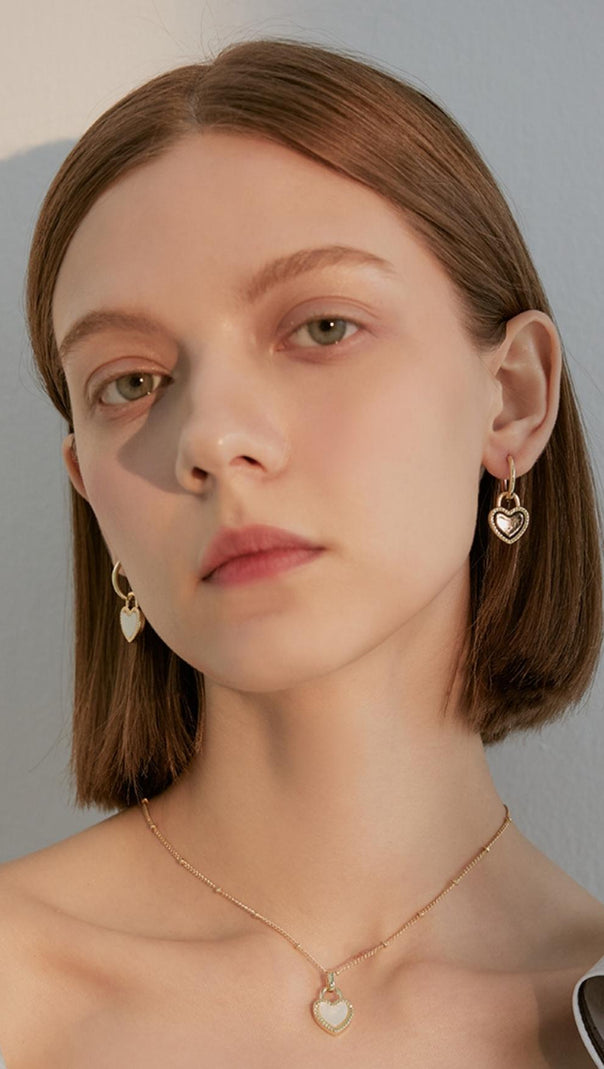 AIIZIE BLACK AND WHITE HEART ACRYLIC EARRINGS - product image