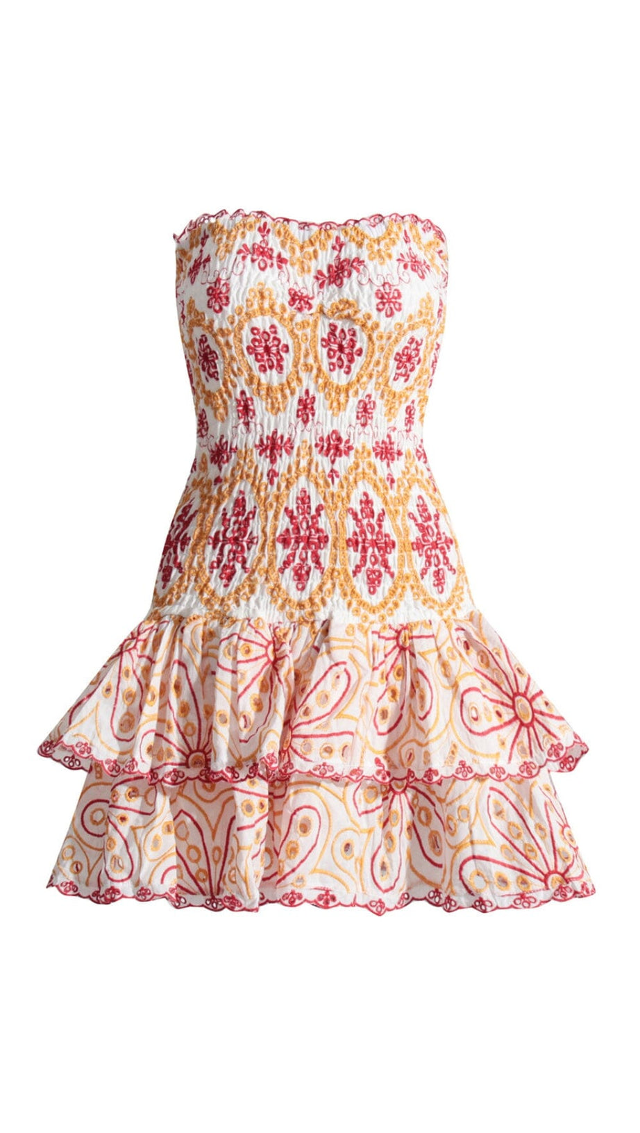 STRAPLESS RUFFLE MINI DRESS