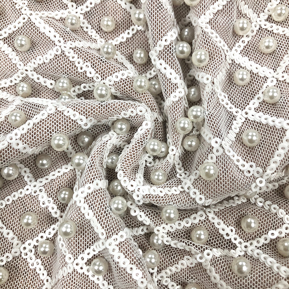 AIIZIE PEARL EMBELLISHED CUT OUT MINI DRESS IN BEIGE - product image