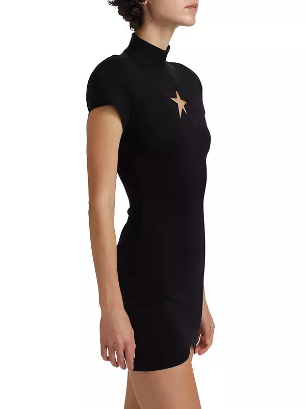 STAR CUT-OUT BODYCON MINI DRESS IN BLACK