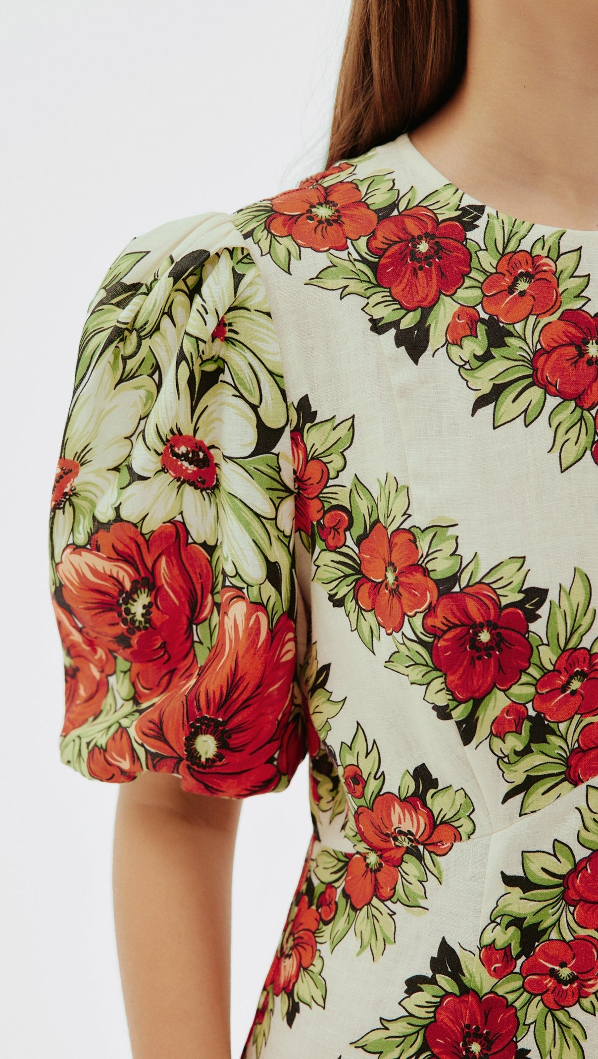 AIIZIE ALYSSA FLORAL PRINT MIDI DRESS IN RED - product image