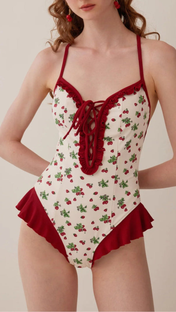 AIIZIE DANDY STRAWBERRIES PRINTED ONE-PIECE SWIMSUIT - product image
