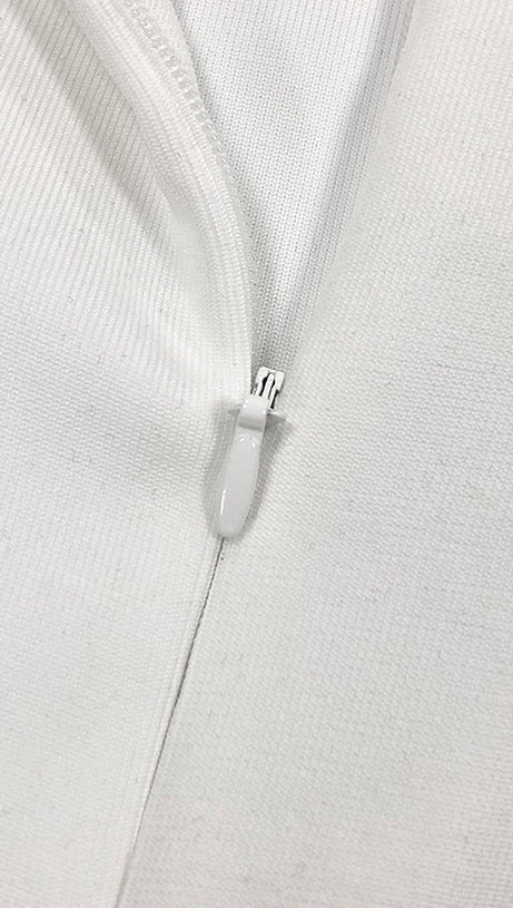 ASHLEY CRYSTAL EMBELLISHED BODYCON MAXI DRESS IN WHITE