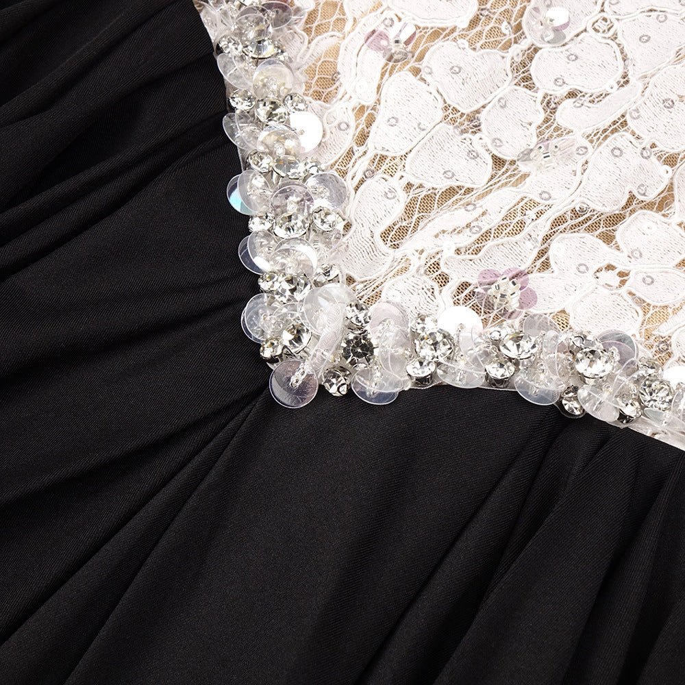 AIIZIE Jordy Strapless Beaded Lace Maxi Dress: Elegant Evening Gown for Special Occasions - product image